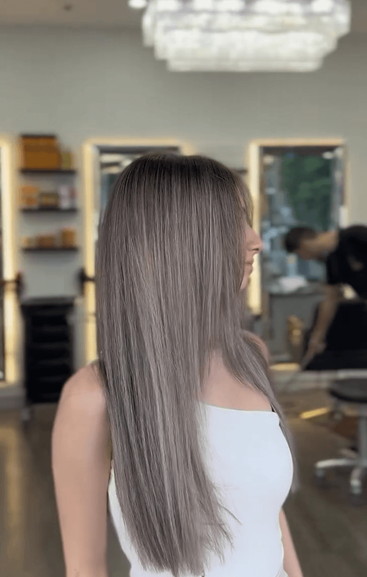 Balayage colour and gloss, side view